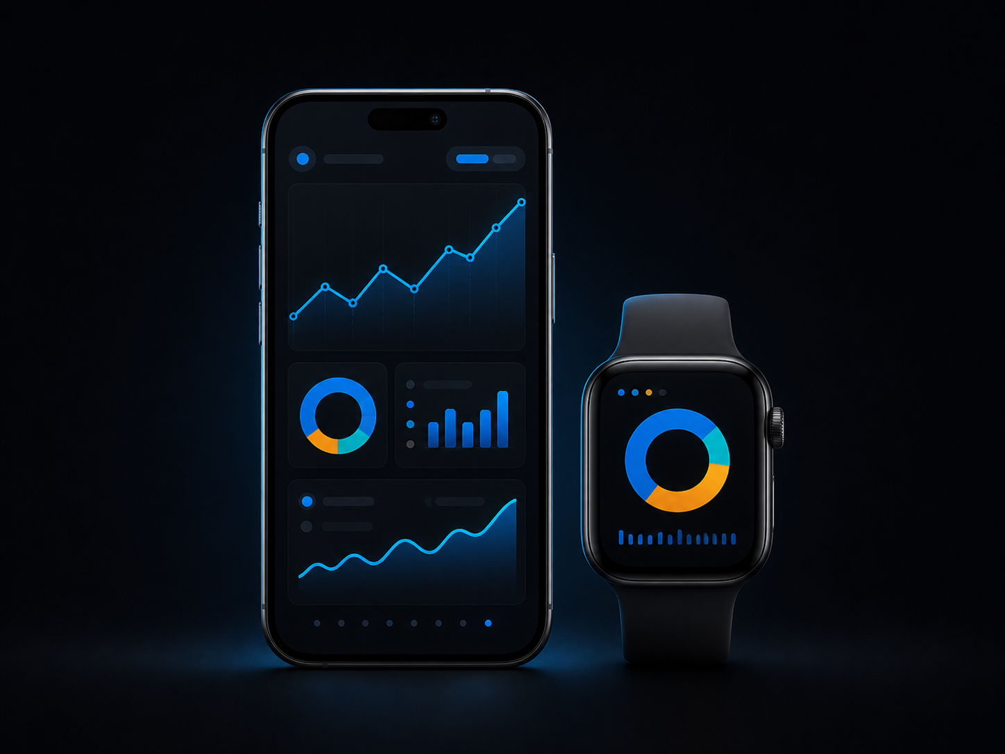 iPhone and Apple Watch showing Draw Stats activity charts